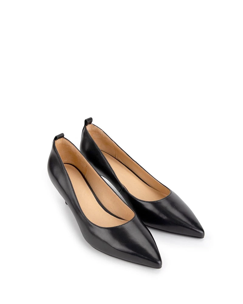 Black Classic Leather Mid Heel Pumps - Result: Stylish Black Leather Mid Heel Pumps