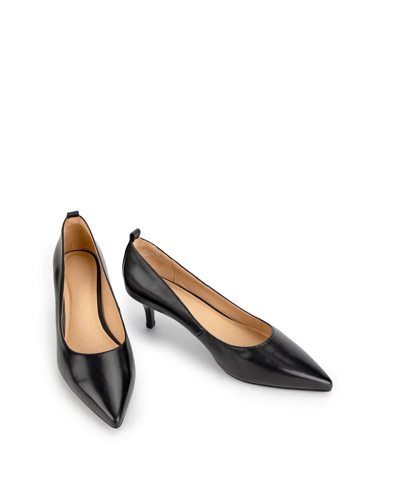 Black Classic Leather Mid Heel Pumps - Result: Stylish Black Leather Mid Heel Pumps