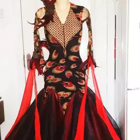 Black Dark Red Ballgown