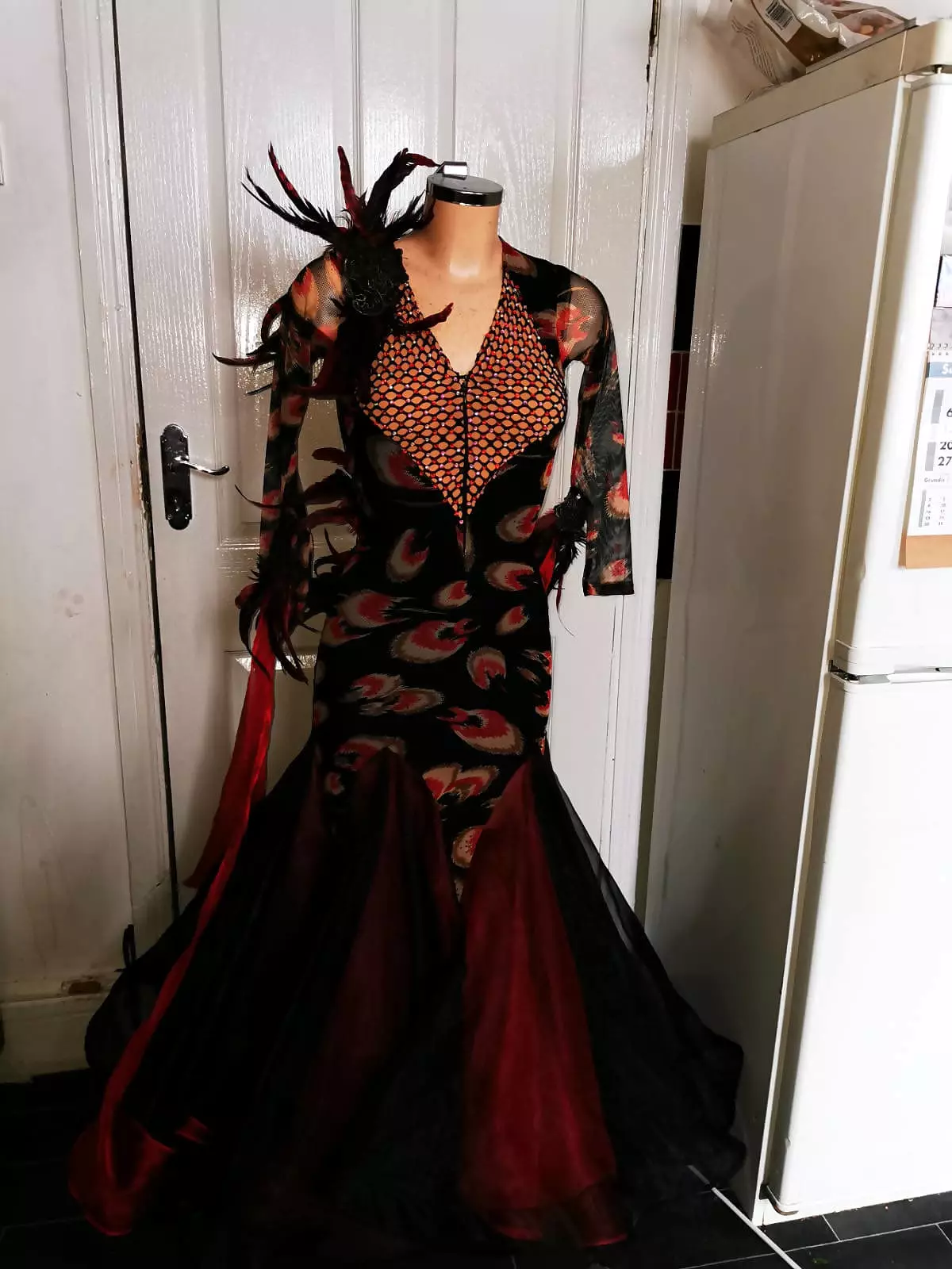 Black Dark Red Ballgown