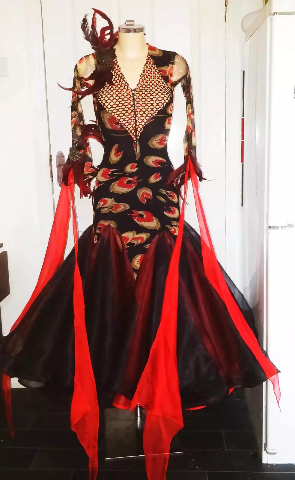 Black Dark Red Ballgown