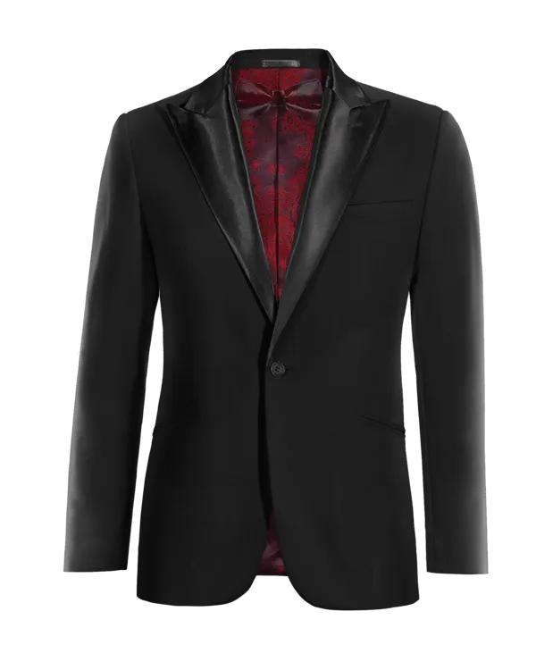 Black Elastic Peak Lapel Blazer Tuxedo