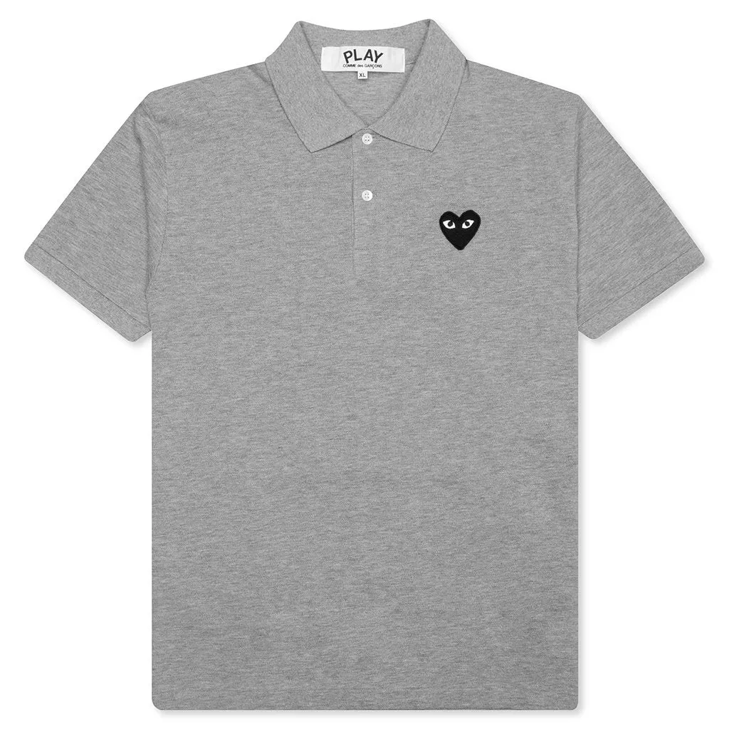 Grey Polo Shirt with Black Emblem