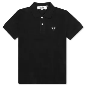 Black Women's Polo Shirt with Emblem