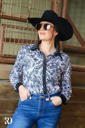 Black Lace Rodeo Shirt for Adults