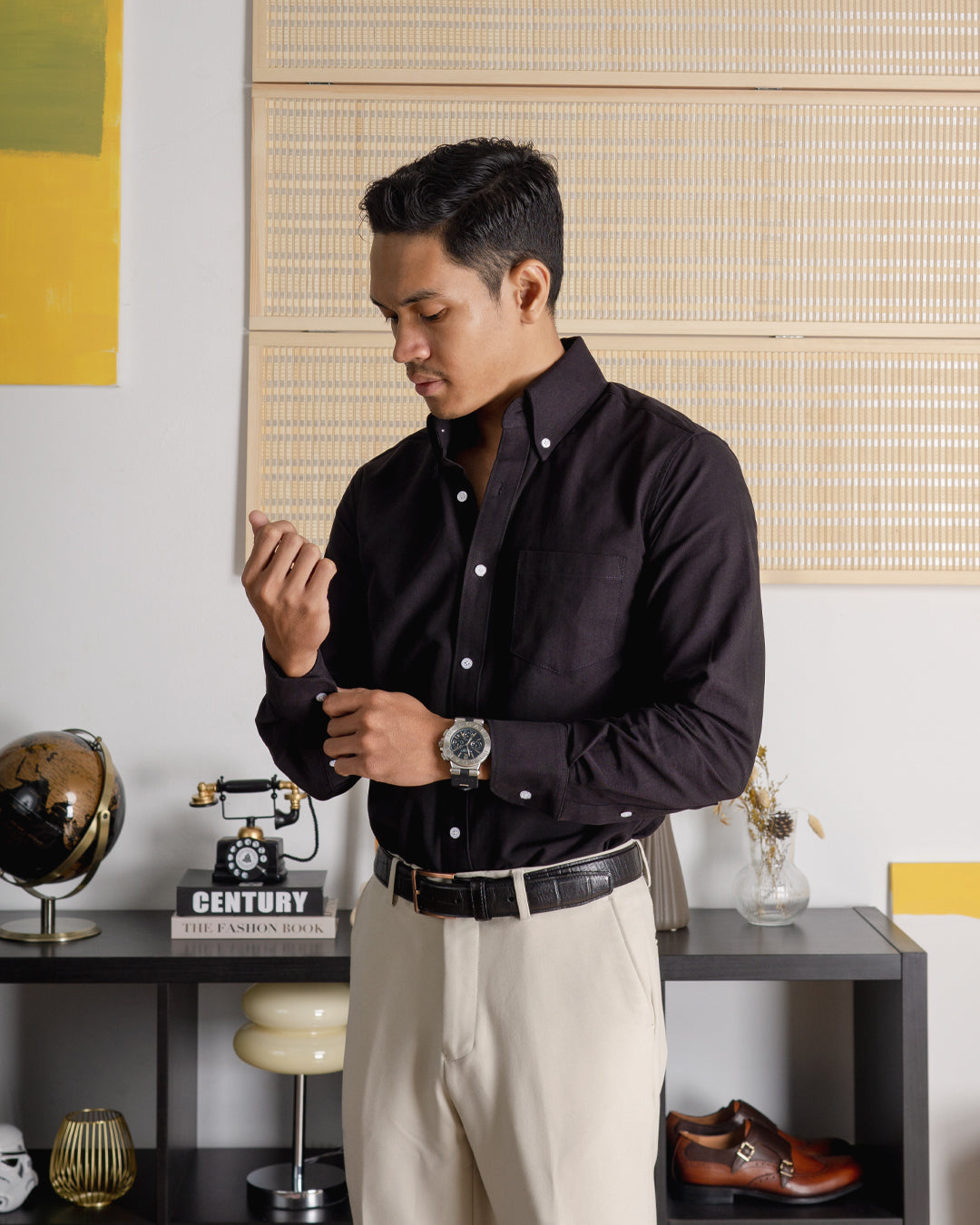 Black Oxford Button-Down Collar Formal Shirt - Order Now!