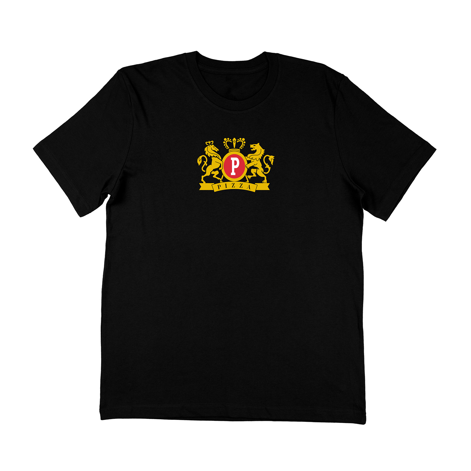 Black pizza crest t-shirt