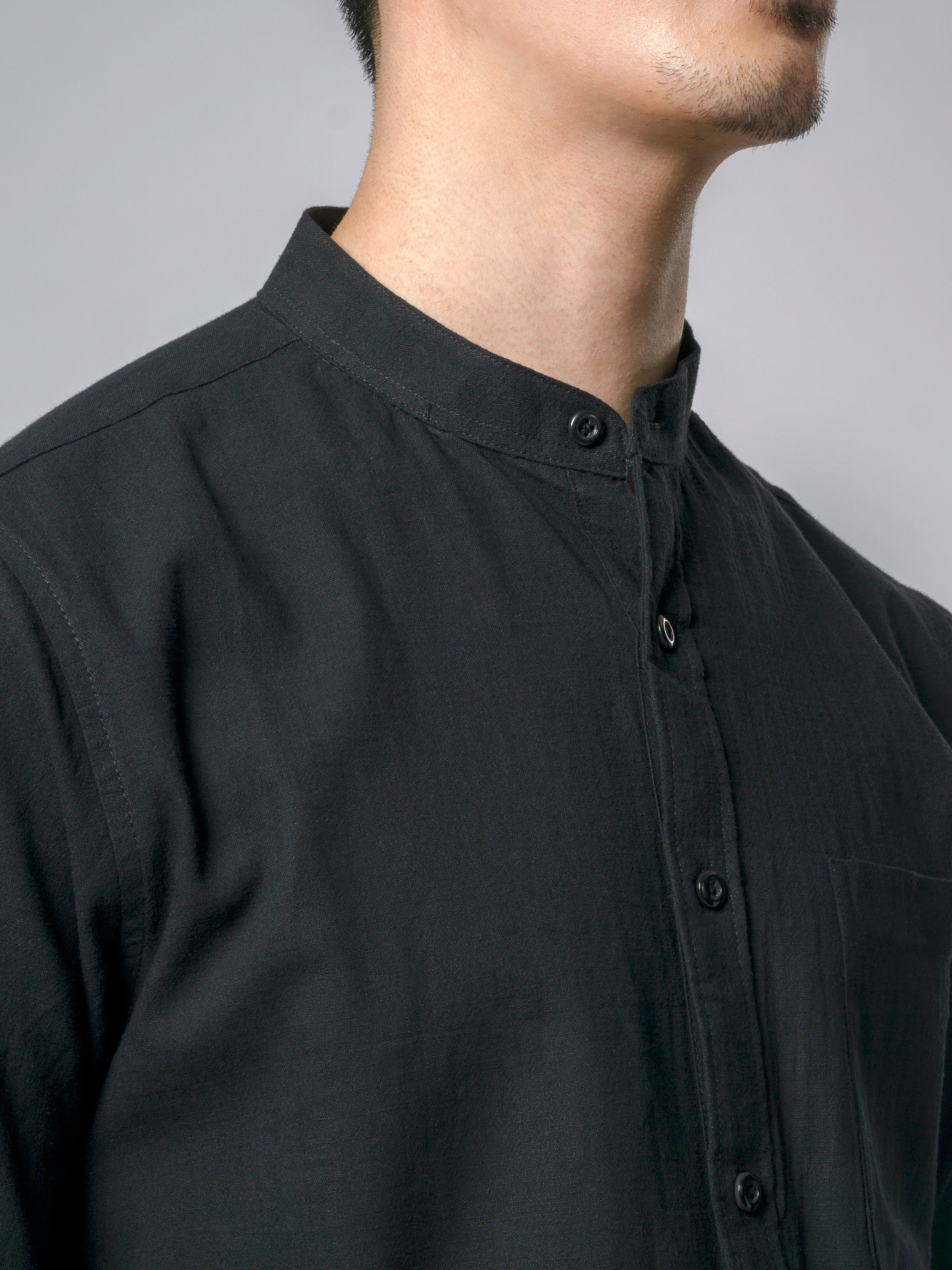 Black Stand Collar Shirt