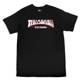 Black Thrasher T-Shirt with Firm Logo, Short Sleeve