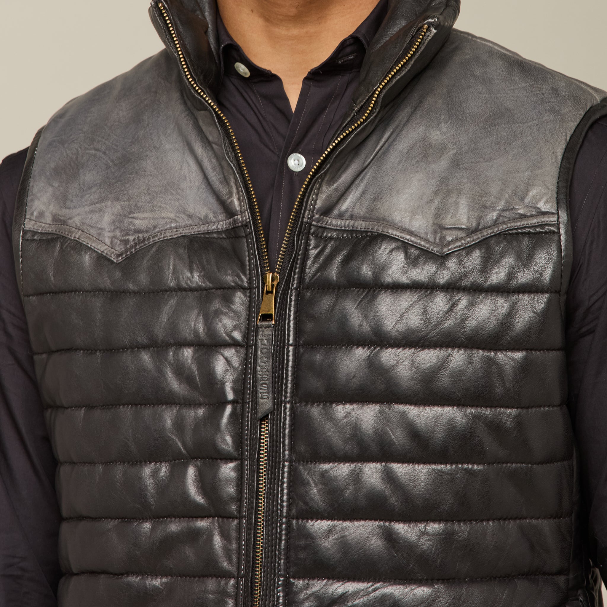 Black Western Yoke Leather Vest - Shop Now