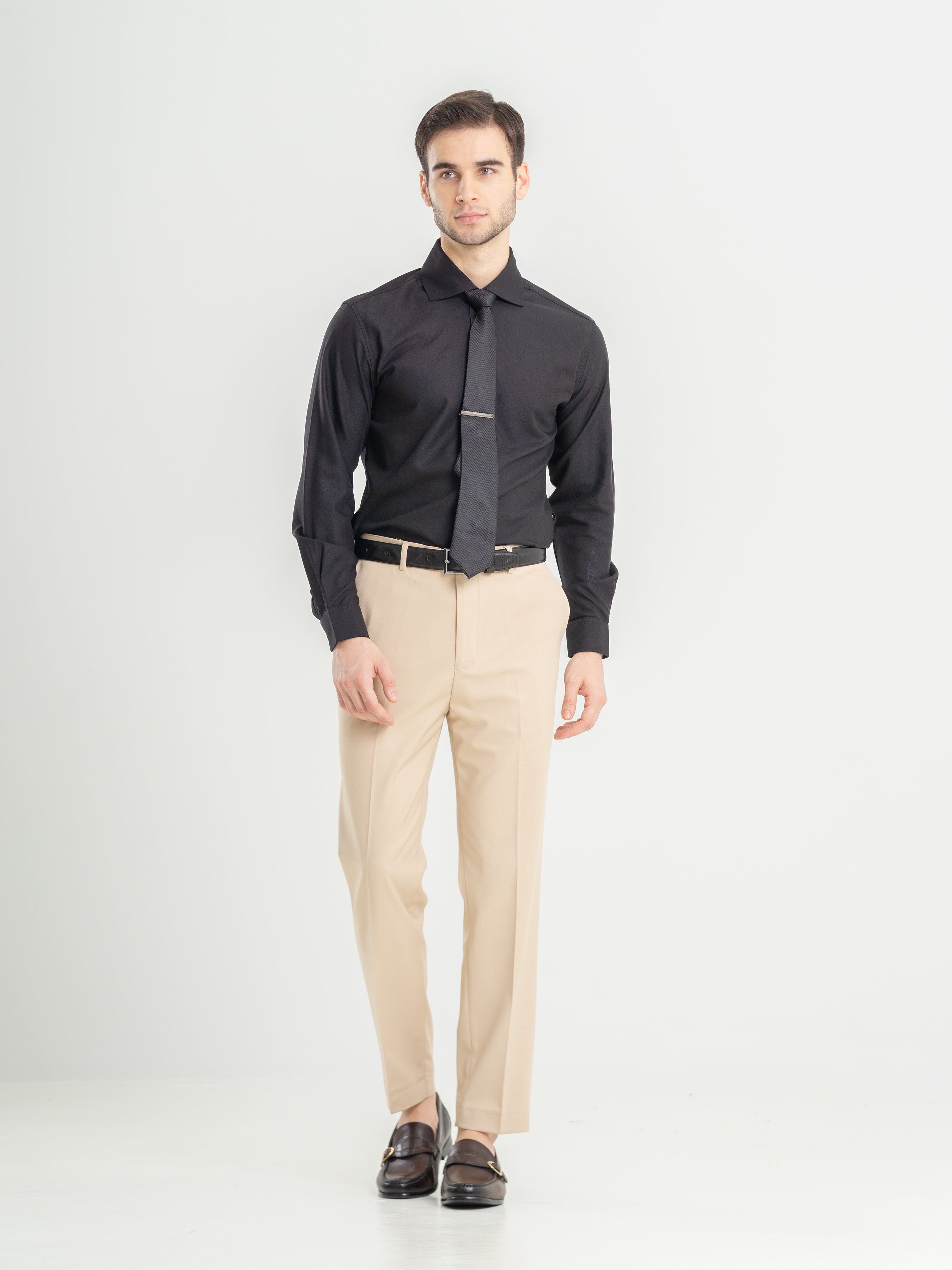 Black Windsor Collar Formal Shirt