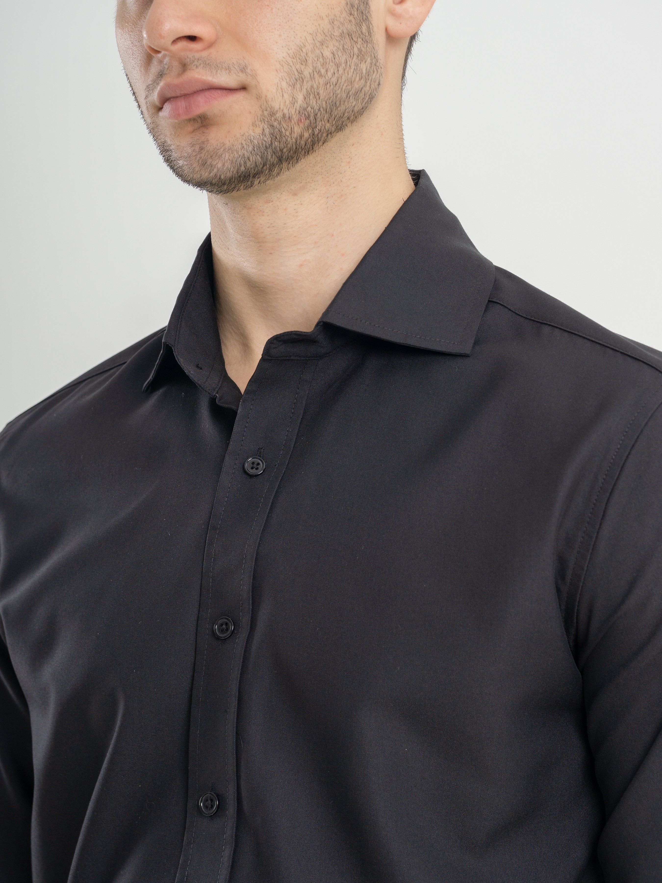 Black Windsor Collar Formal Shirt