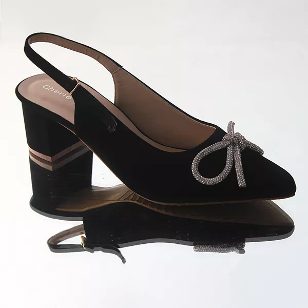 Black women's high heel shoes.