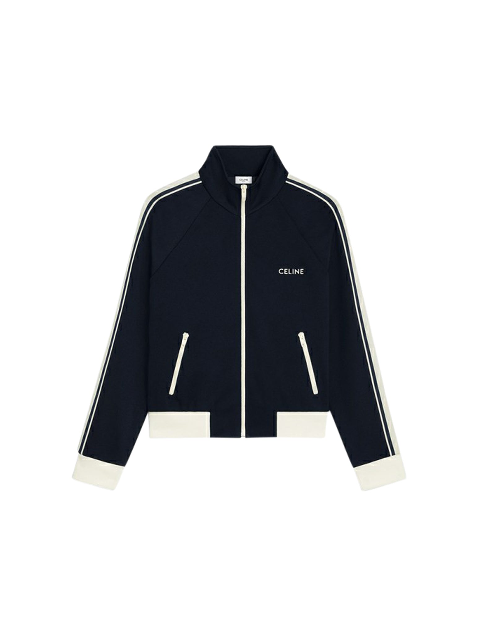 Blue Ancre Off White Double Face Jersey Track Jacket