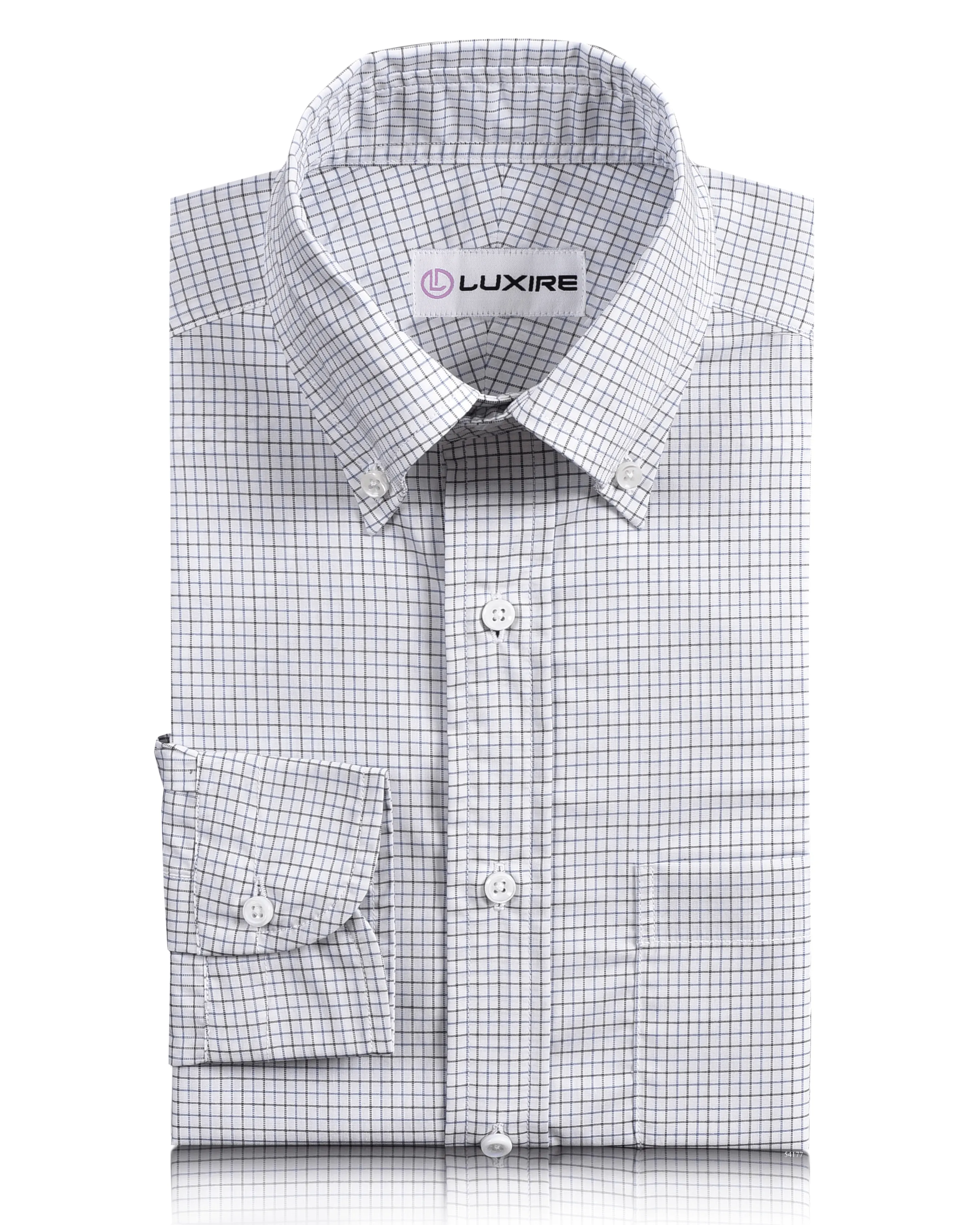 Blue Black Tattersall Checks White Shirt