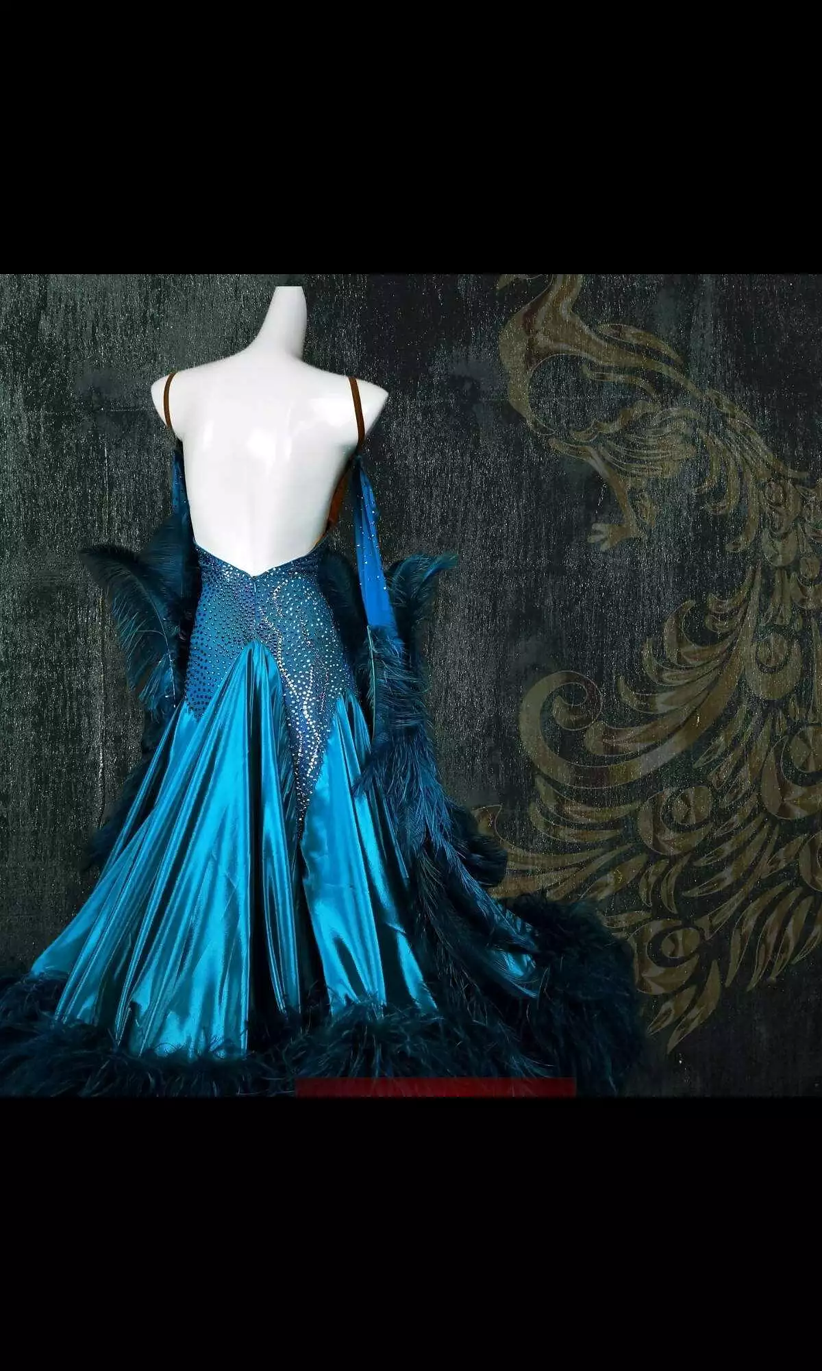 Blue Feathered Ballroom Dress