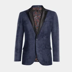 Blue velvet paisley blazer tuxedo.