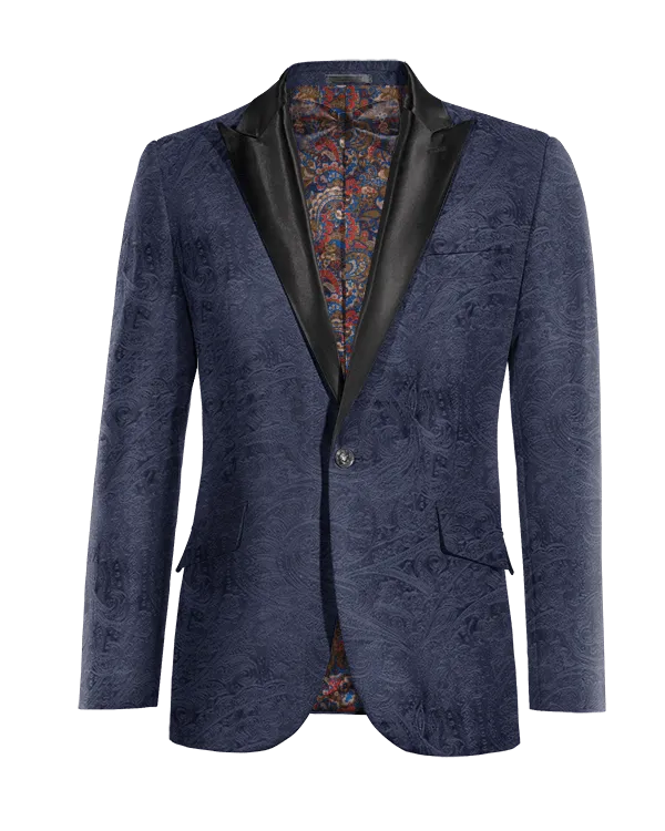 Blue velvet paisley blazer tuxedo.