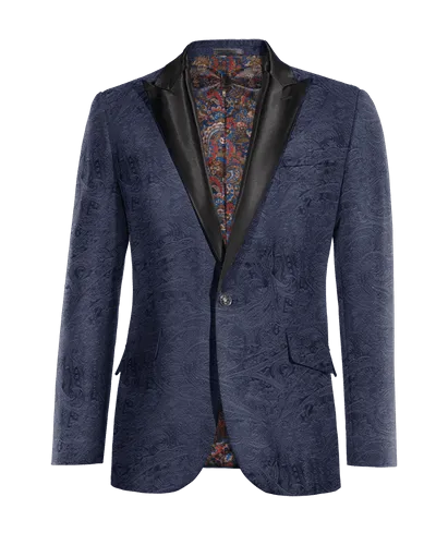 Blue velvet paisley blazer tuxedo.