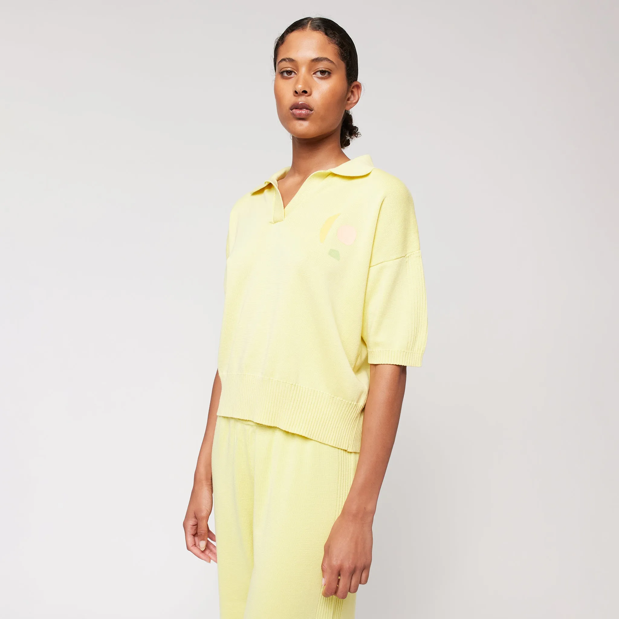 Bobo Choses Yellow Knit Polo T-shirt for Women