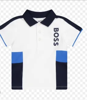 Polo Shirt with Vertical Logo in White for Boss