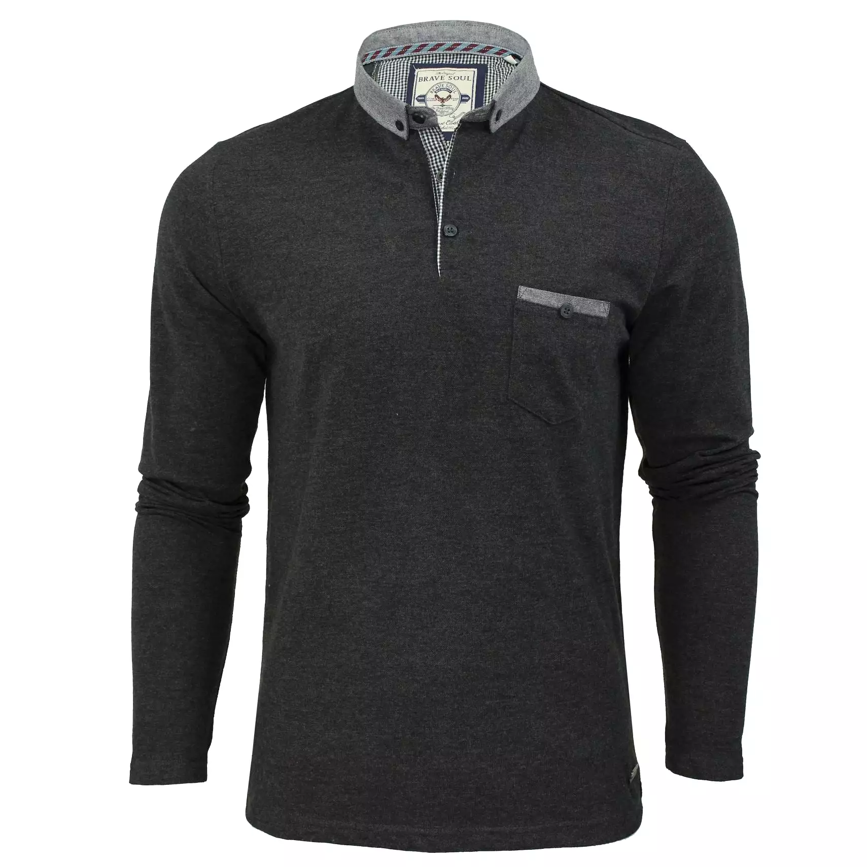 Brave Soul 'Kennedy' Long Sleeved Tipped Collar Polo T-Shirt