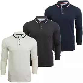 Brave Soul 'Kennedy' Long Sleeved Tipped Collar Polo T-Shirt