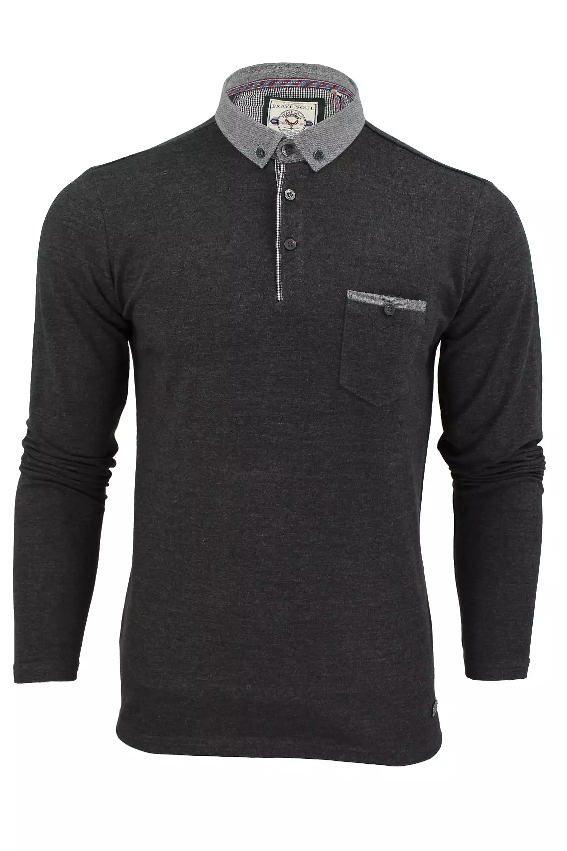 Brave Soul 'Kennedy' Long Sleeved Tipped Collar Polo T-Shirt