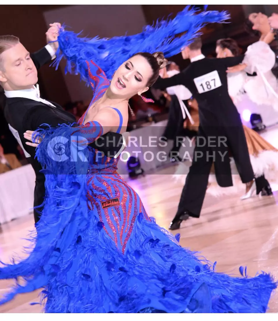 Bright Blue Ballroom Dress Packed with Gorgeous Shimmering Gemstones