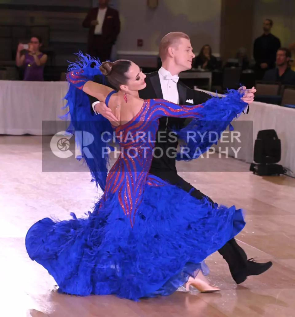 Bright Blue Ballroom Dress Packed with Gorgeous Shimmering Gemstones