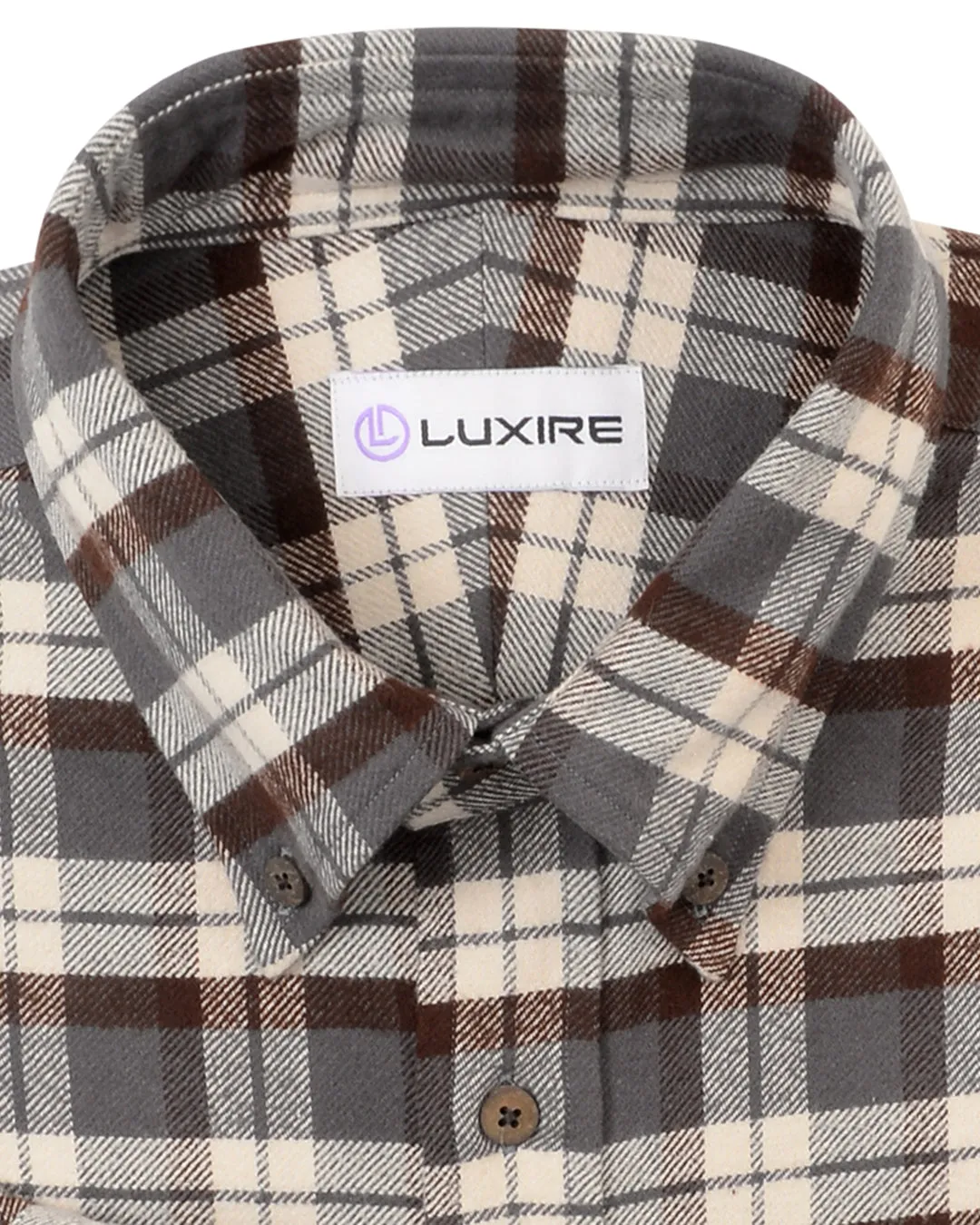 Brown Ecru Plaid Flannel Shirt