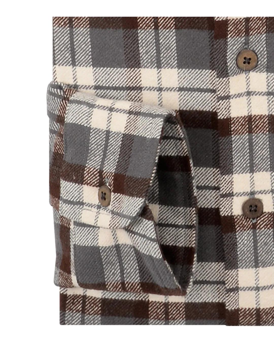 Brown Ecru Plaid Flannel Shirt