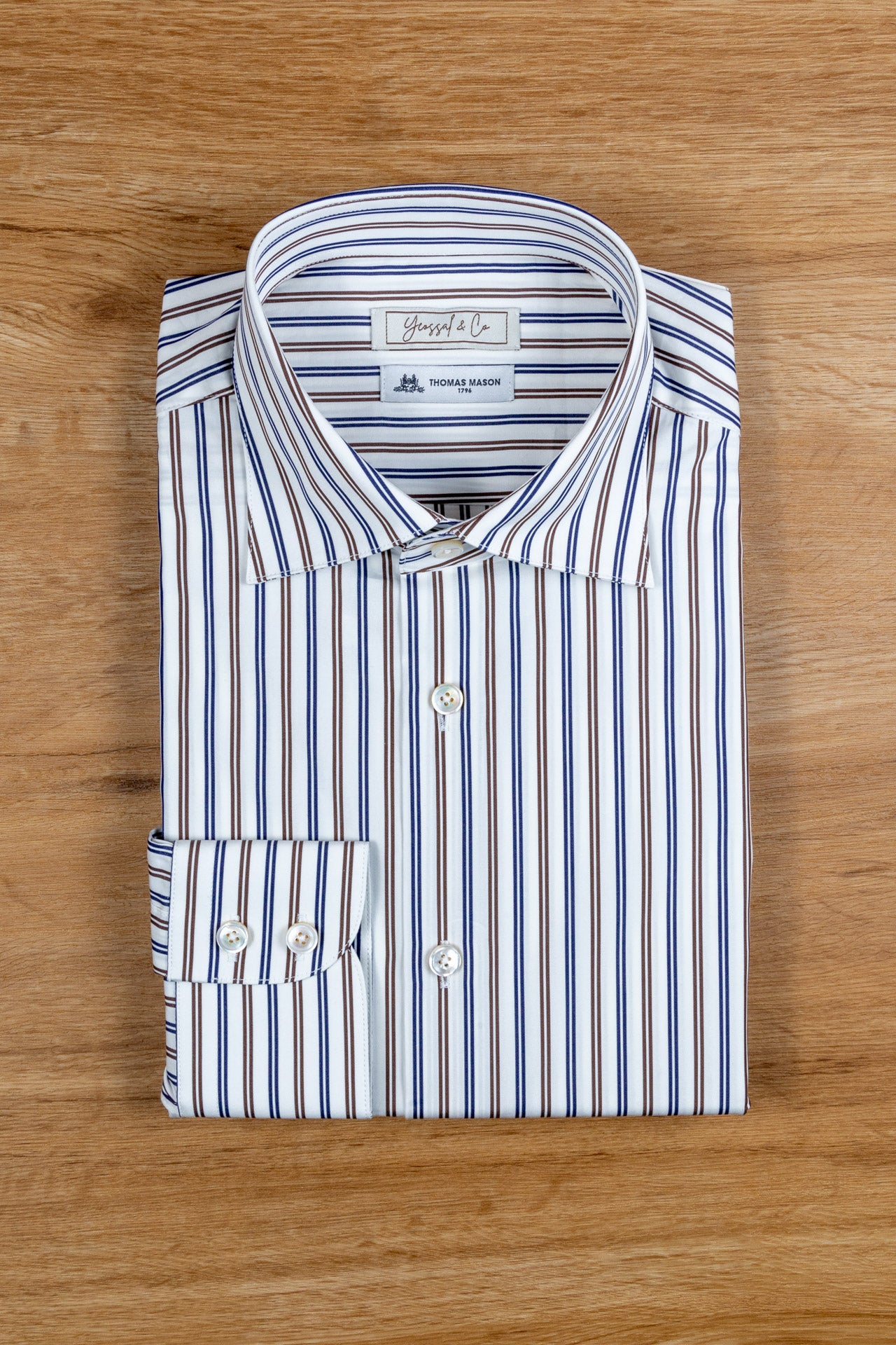 Brown Navy Striped Cotton Shirt