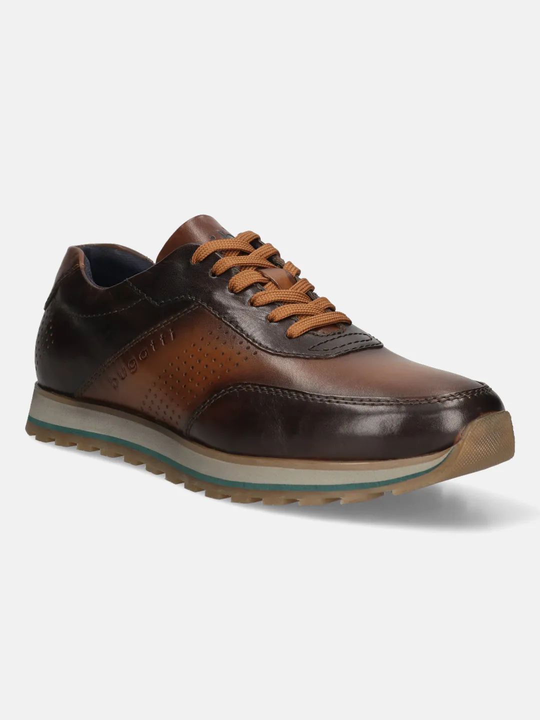 bugatti Dark Brown and Brown Premium Leather Sneakers for Men