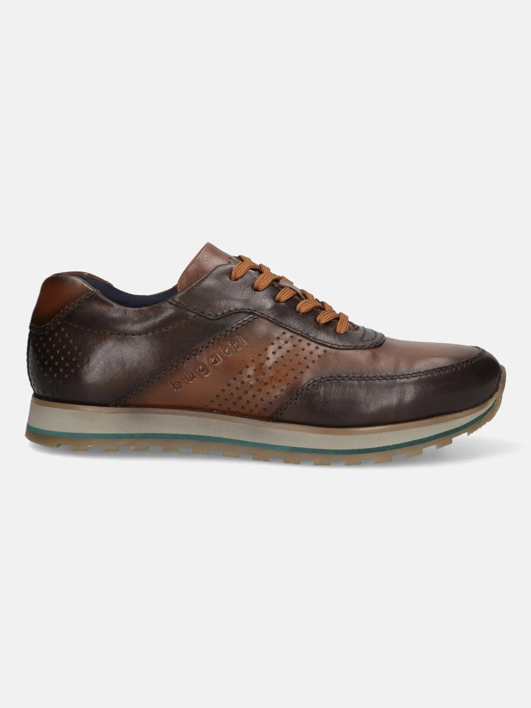 bugatti Dark Brown and Brown Premium Leather Sneakers for Men