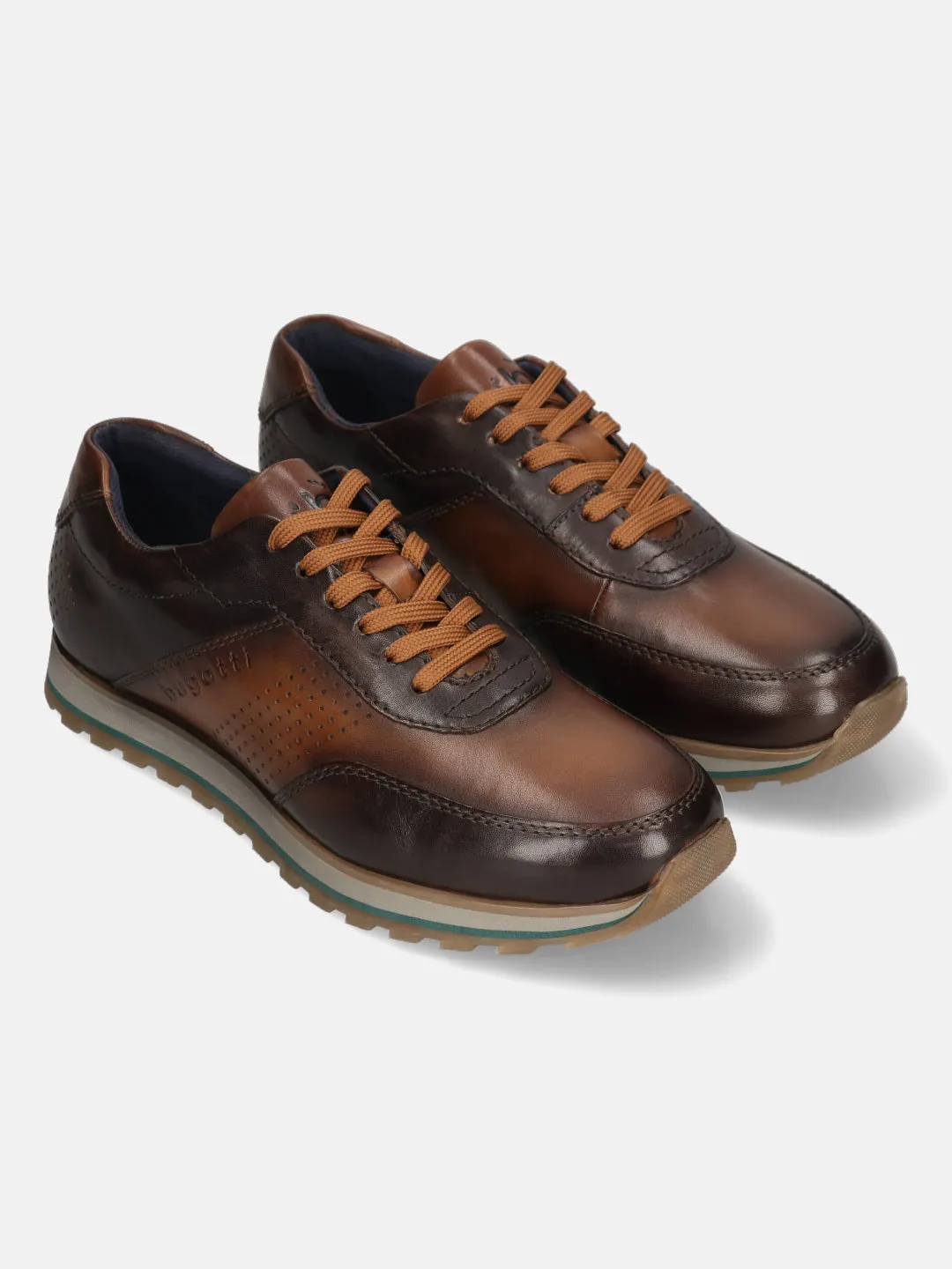 bugatti Dark Brown and Brown Premium Leather Sneakers for Men