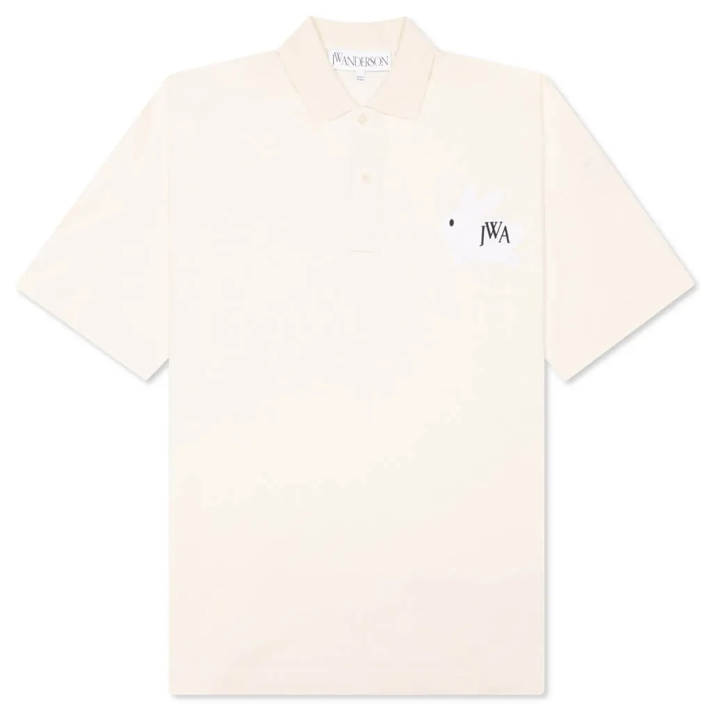 Beige Bunny Embroidered Polo Shirt