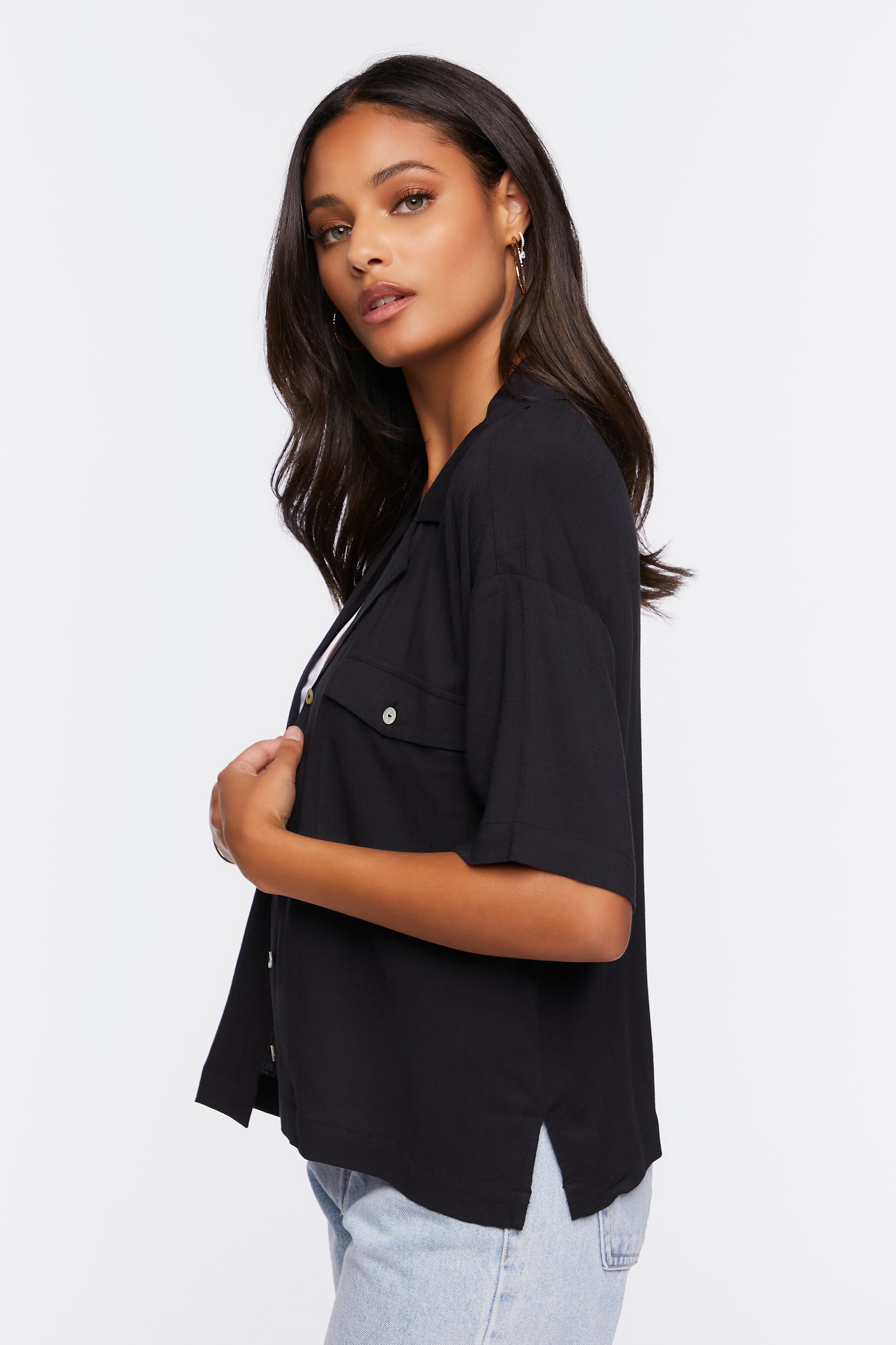 Button-Front Shirt - Boxy Fit