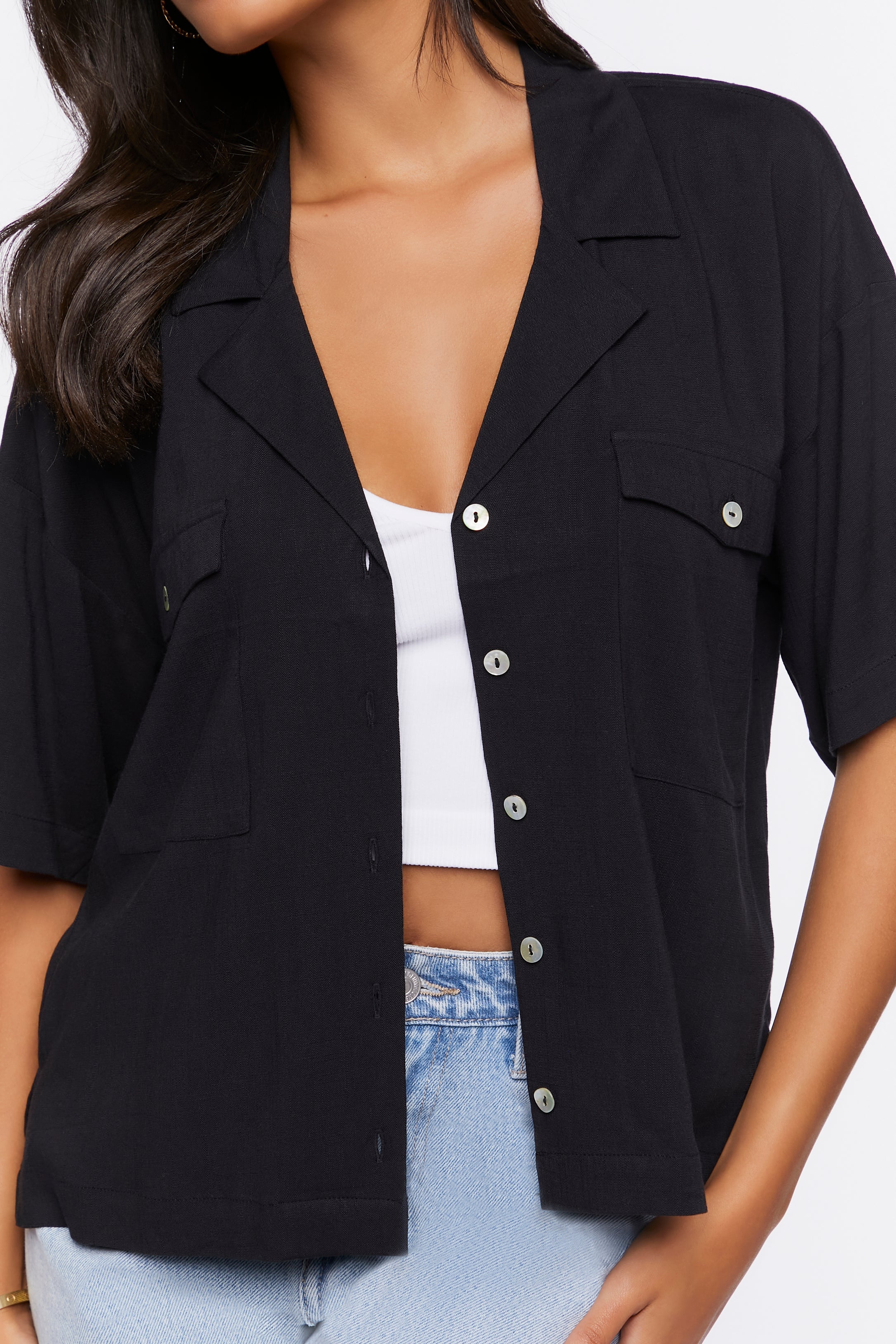 Button-Front Shirt - Boxy Fit