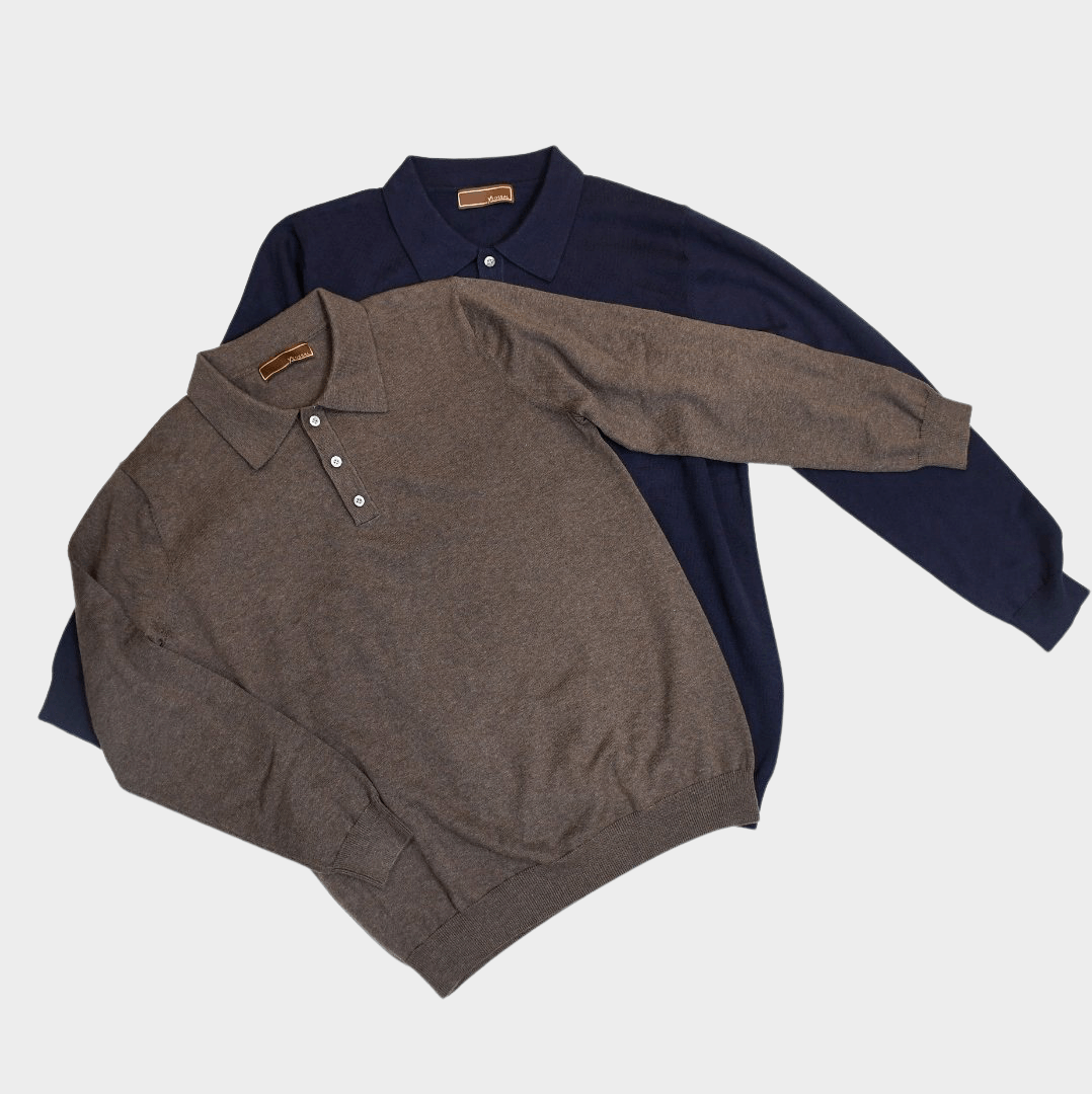 Cashmere Polo Long Sleeve Knit Blend - $