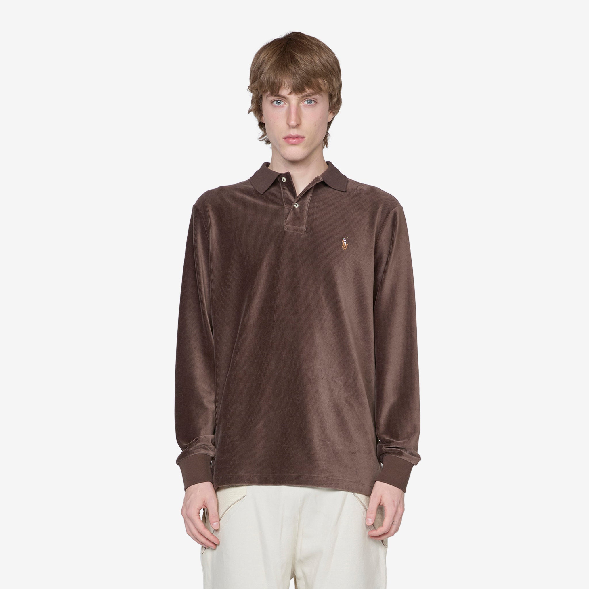 Classic Fit Corduroy Polo Shirt Brown