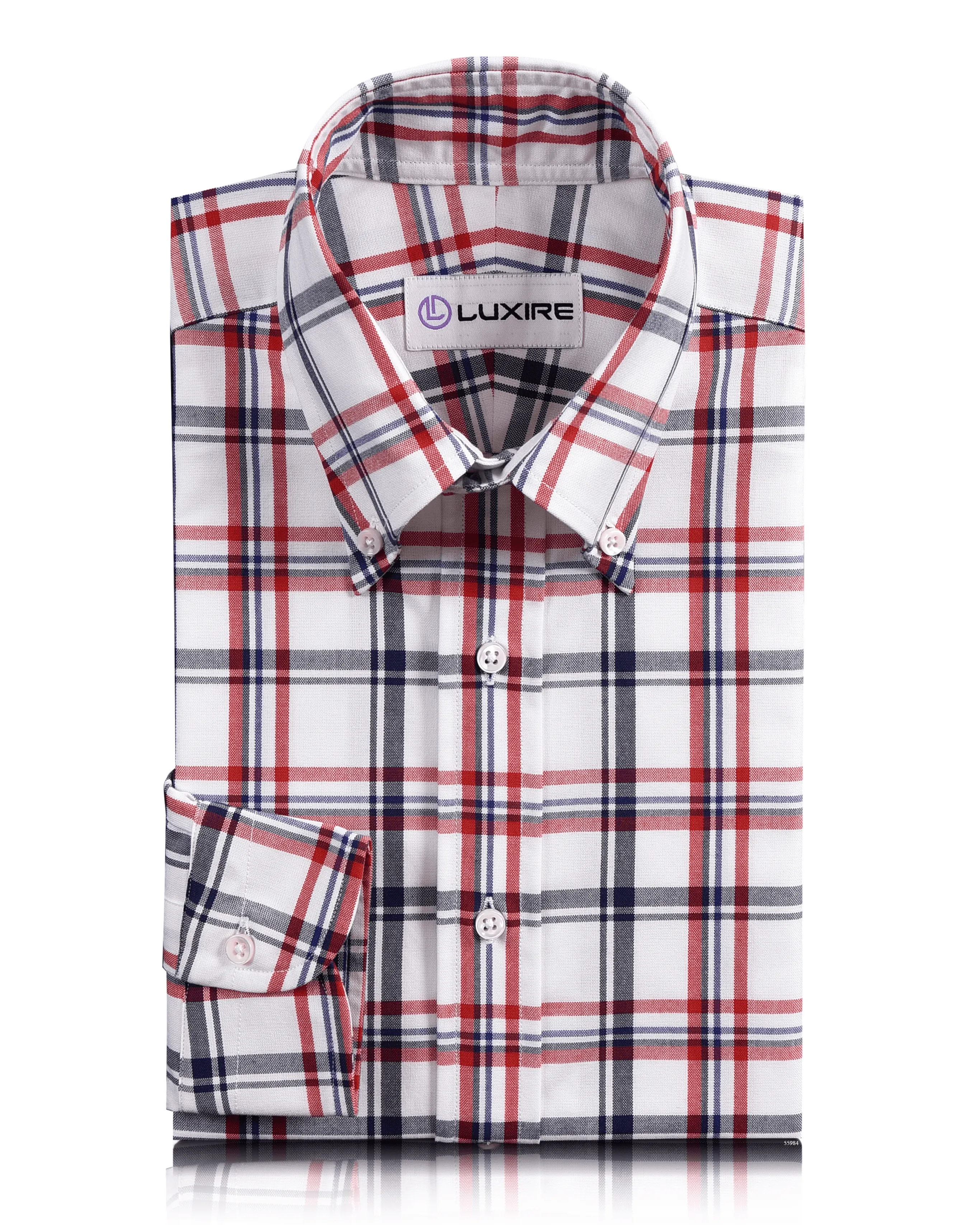 Red Blue White Checkered Oxford Shirt