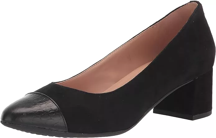 Cole Haan Pointed Toe Slip On Pumps, Black Suede/Black Croc - Go-To Pump