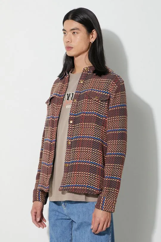 Corridor Corded Plaid Shirt Jacket in Brown