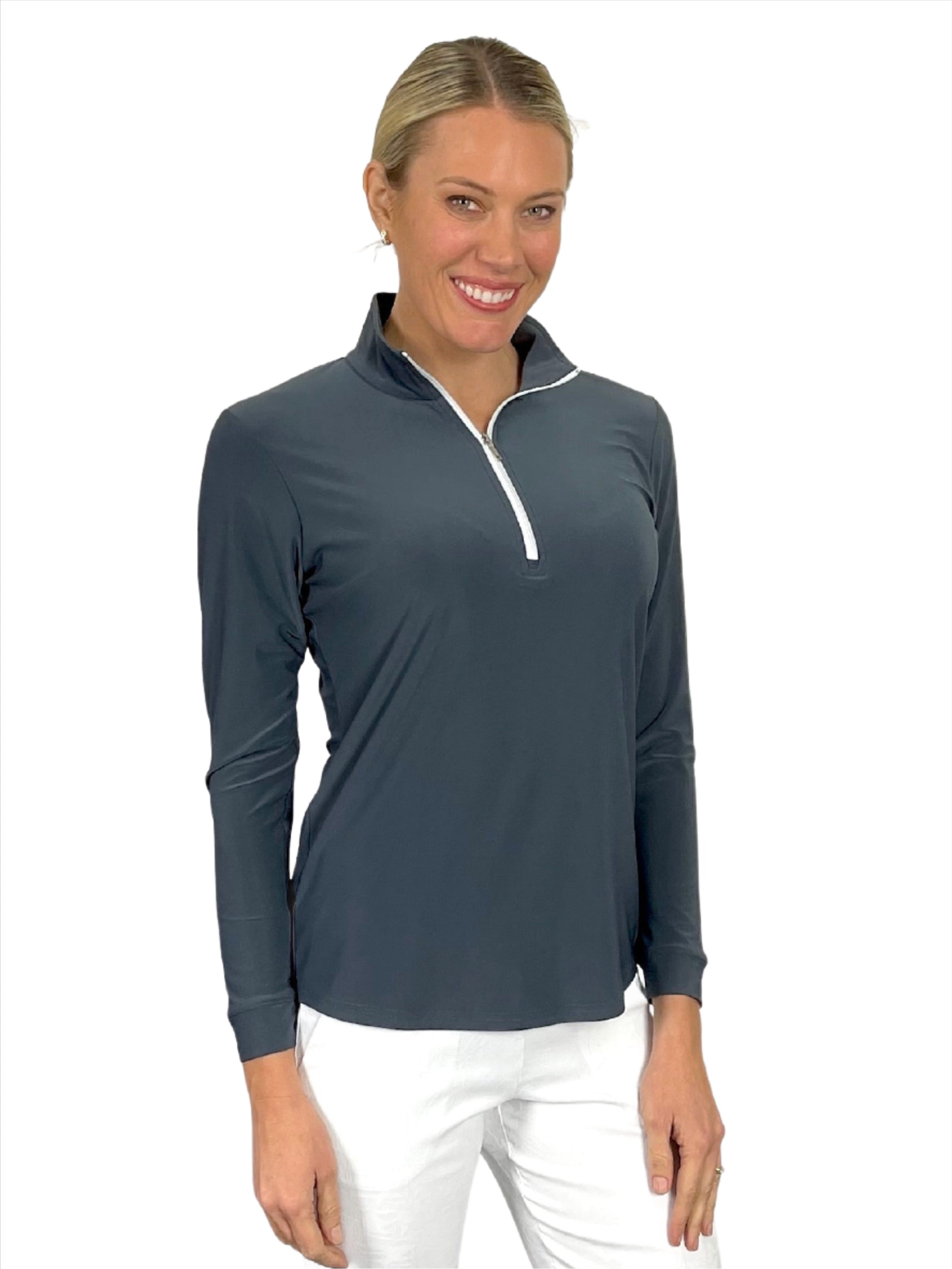 Corsican Long Sleeve Polo - Pewter