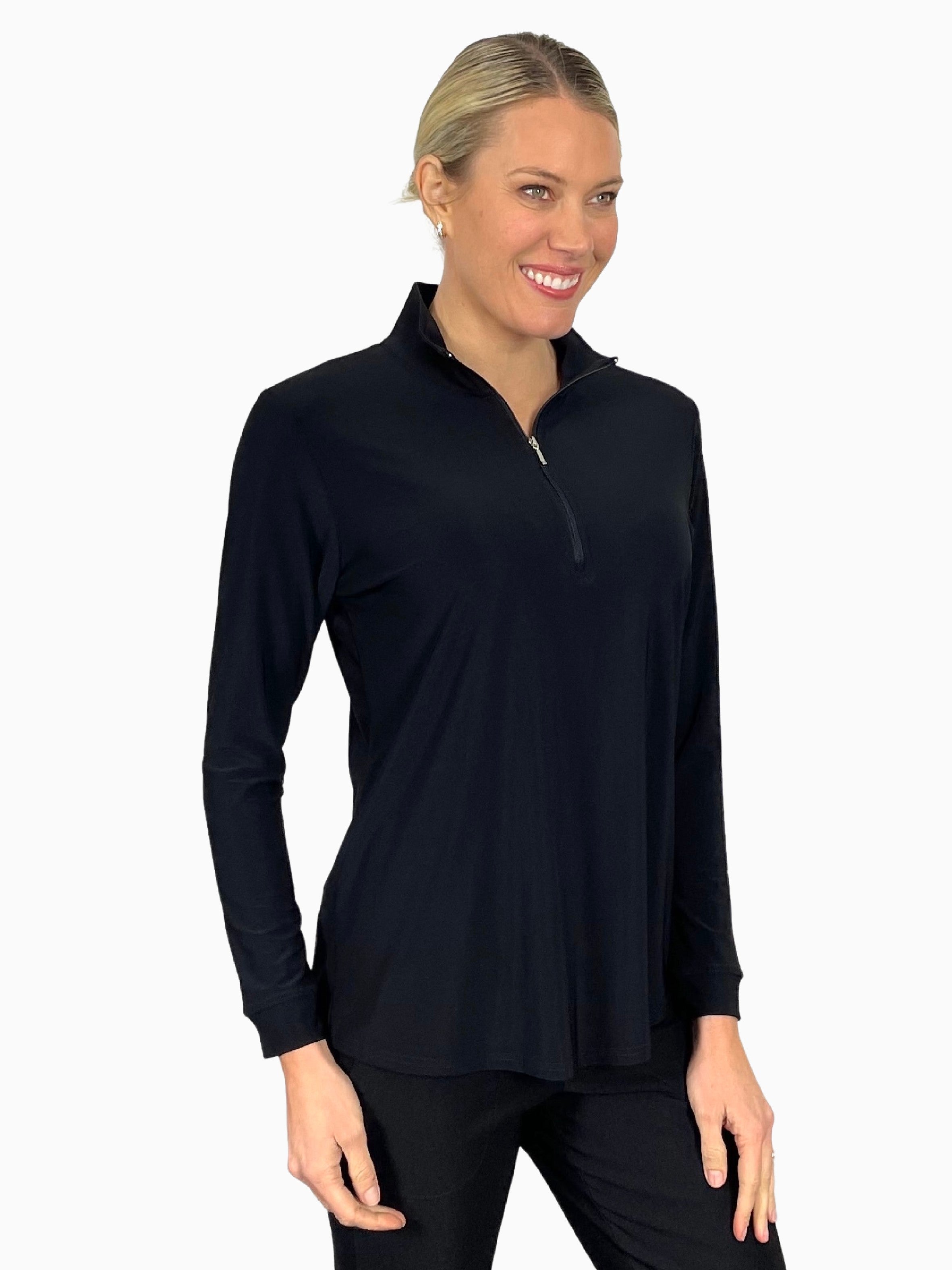 Corsican Long Sleeve Polo Shirt in Black