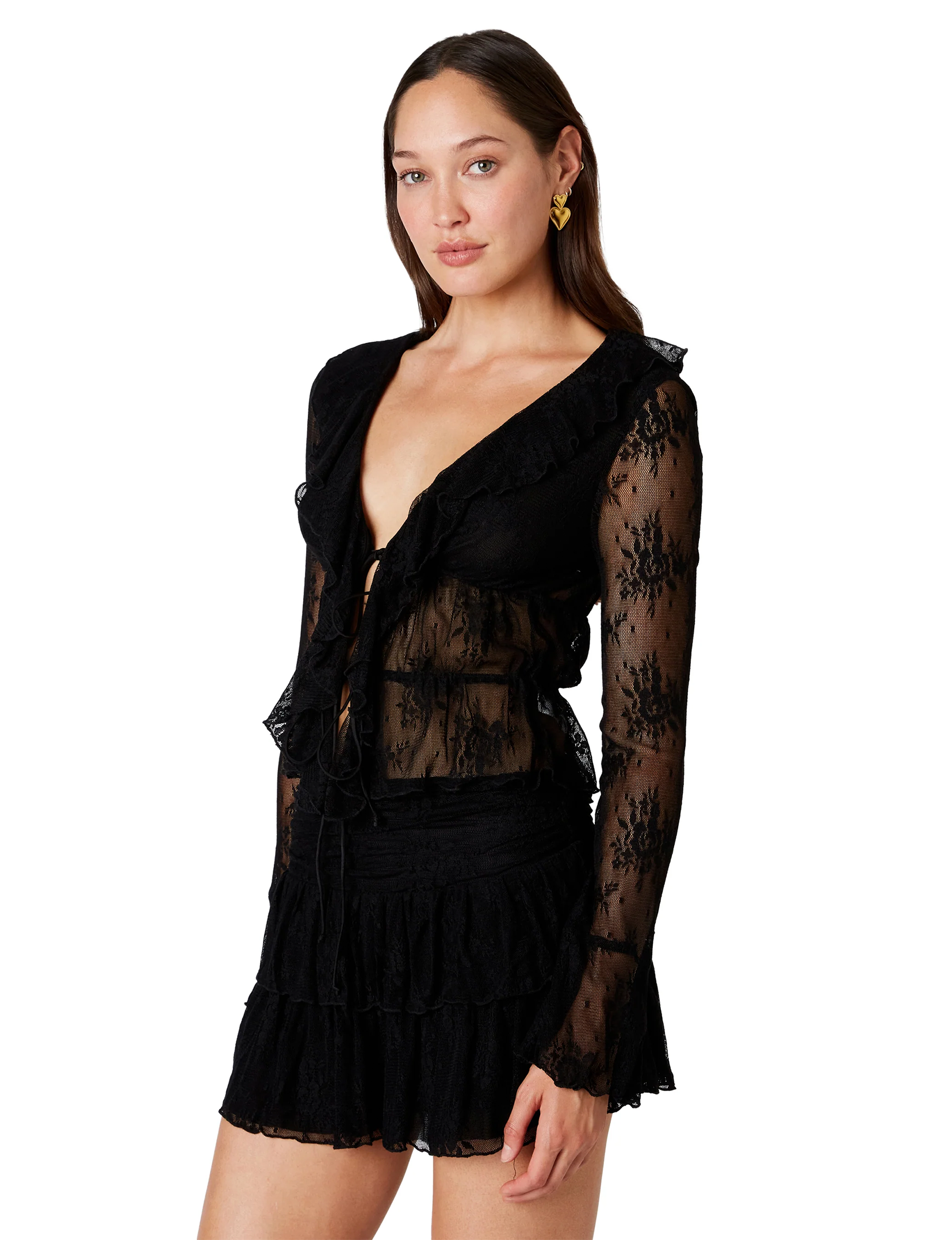 Cuba lace mesh top, black for sale