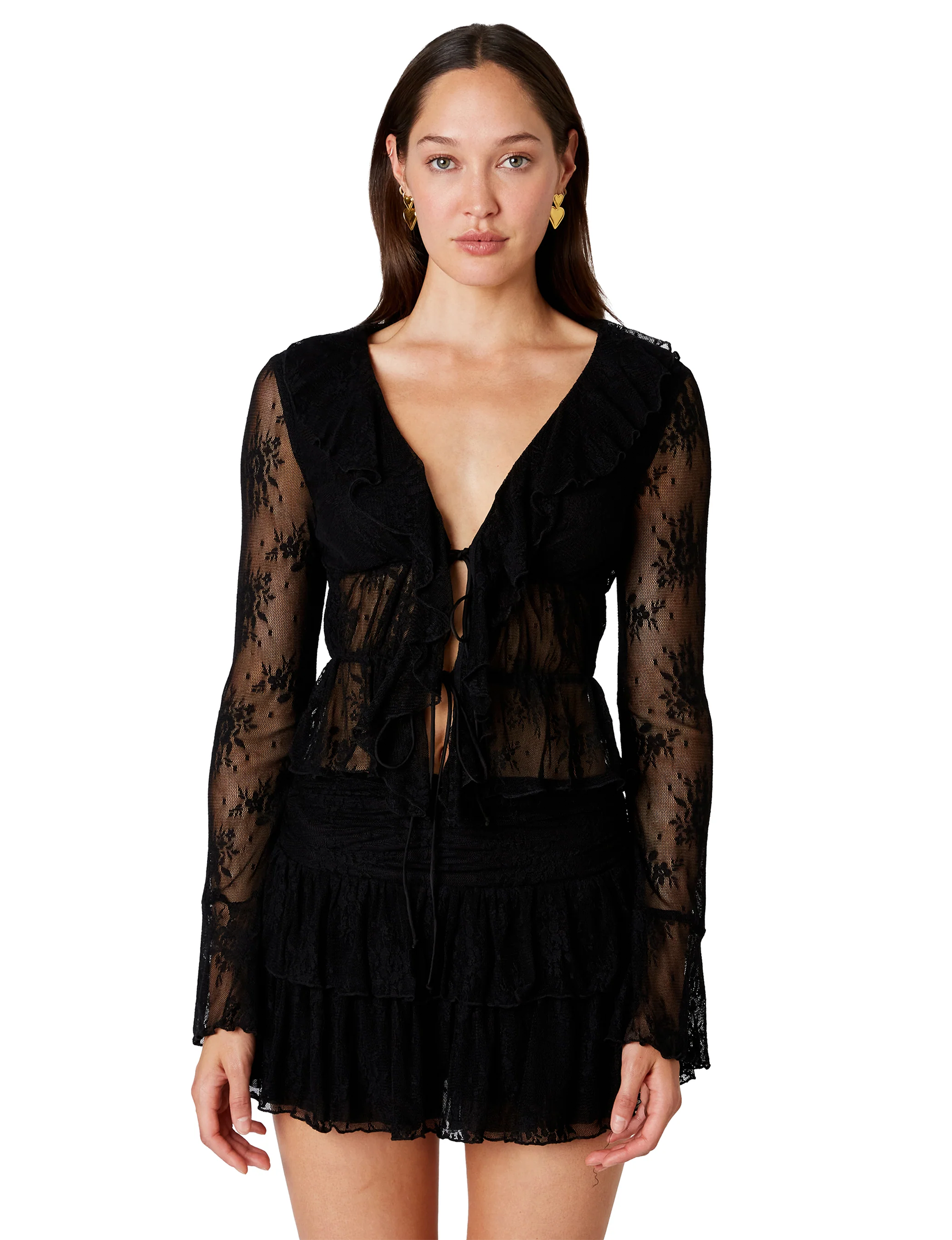 Cuba lace mesh top, black for sale