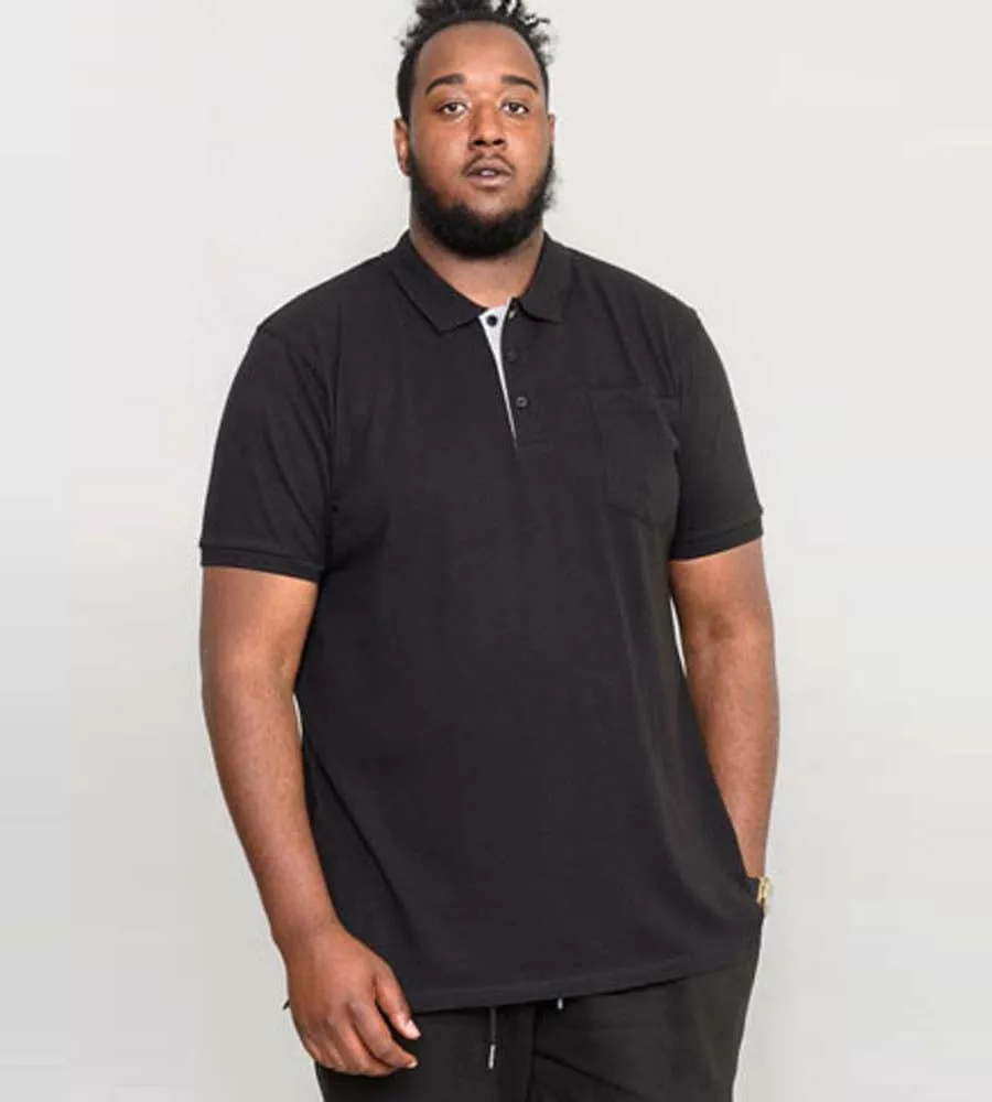 Big Mens Black Combed Pique Polo Shirt With Pocket (GRANT BLACK)