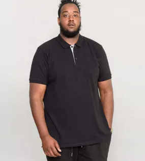 Big Mens Black Combed Pique Polo Shirt With Pocket (GRANT BLACK)